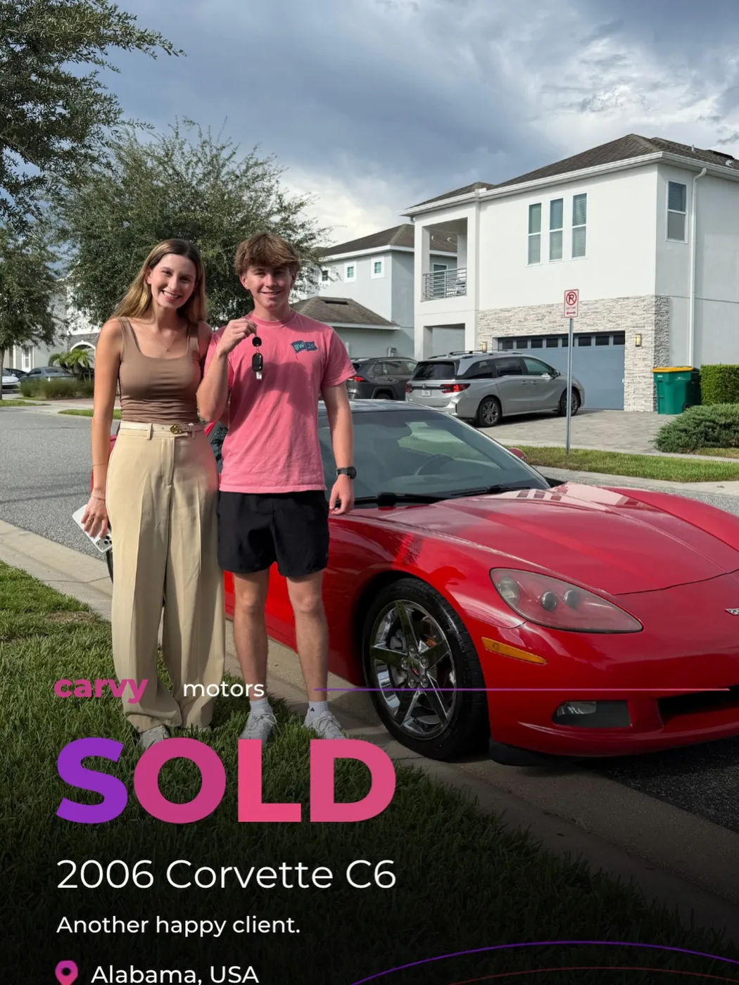 Customer delivery of a 2006 Chevrolet Corvette C6 from Carvy Motors to a Florida buyer